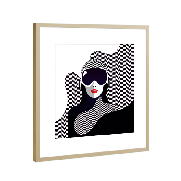 Poster mit Rahmen Gold "The Lady of the Alps" artboxONE - Reise,Sport - Skiing,Snowboard,Woman,Frau