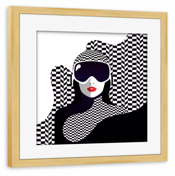 Poster mit Rahmen kiefer "The Lady of the Alps" artboxONE - Reise,Sport - Skiing,Snowboard,Woman,Frau