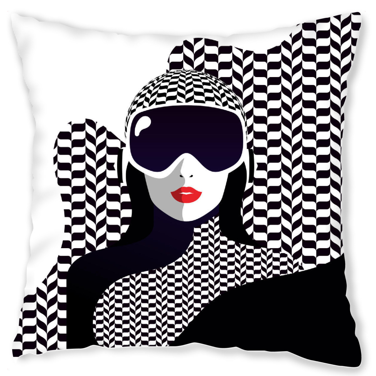 Design-Kissen "The Lady of the Alps" artboxONE - Reise,Sport - Skiing,Snowboard,Woman,Frau