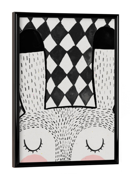 Poster mit schwarzem Rahmen "Hasilein" artboxONE - Für Kinder,Schwarzweiß - Hase,Rabbit