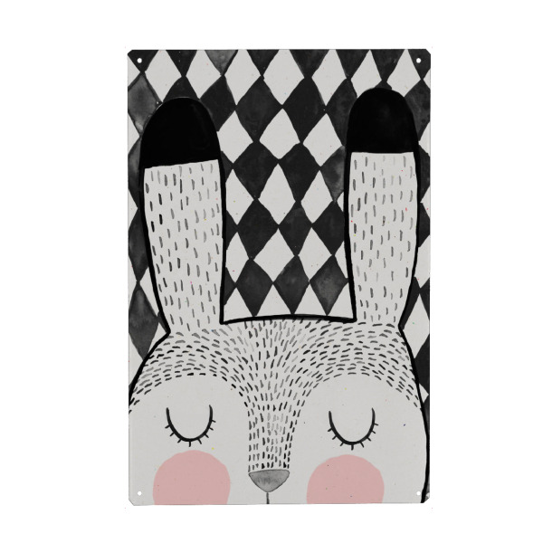 Holzbild "Hasilein" artboxONE - Für Kinder,Schwarzweiß - Hase,Rabbit