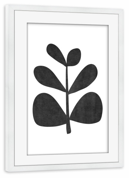 Poster mit Rahmen weiß "Botanical plant abstract leaf" artboxONE - Floral,Schwarzweiß - Plant,Leaf,Leaves,Blatt,Blätter