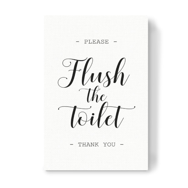 Leinwandbild "Flush the toilet" artboxONE - Typografie,Schwarzweiß - Bathroom,Badezimmer,Toilet,Toilette,Wc