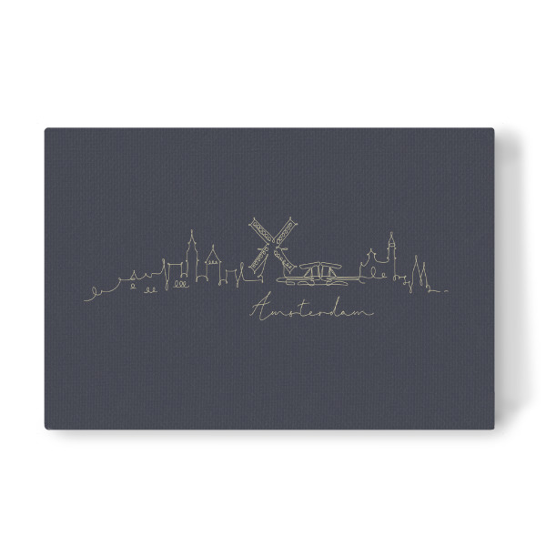 Leinwandbild "Pen line silhouette Amsterdam blue" artboxONE - Städte,Städte / Amsterdam - Skyline,Amsterdam,Holland,Niederlande,Netherlands