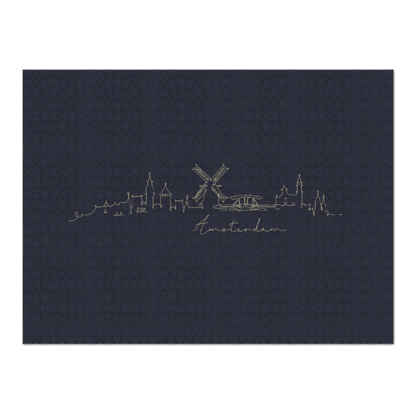 Puzzle Ravensburger "Pen line silhouette Amsterdam blue" artboxONE - Städte,Städte / Amsterdam - Skyline,Amsterdam,Holland,Niederlande,Netherlands