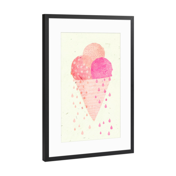 Poster mit Rahmen Schwarz (Metallic) "Yummy Eis" artboxONE - Für Kinder - Eis,Eiscreme,Ice,Icecream
