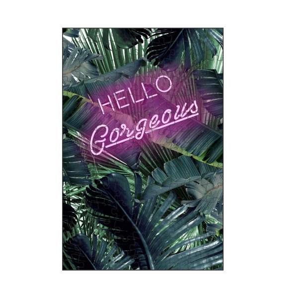 artboxONE Puzzle "Hello Gorgeous Neon Sign" artboxONE - Typografie,Floral - Neon,Leaf,Leaves,Blatt,Blätter - Bild neon