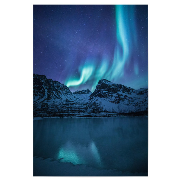 Poster 30x20 cm "Arctic Night" artboxONE - Natur - Nordlicht,Polarlicht,Norwegen,Norway,Berg