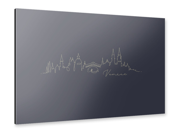 Alu-Dibond "Pen line silhouette Venice blue" 30x20 cm artboxONE