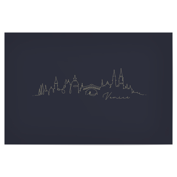 Poster "Pen line silhouette Venice blue" artboxONE - Städte / Venedig - Skyline,Venice,Venedig,Italien,Italy