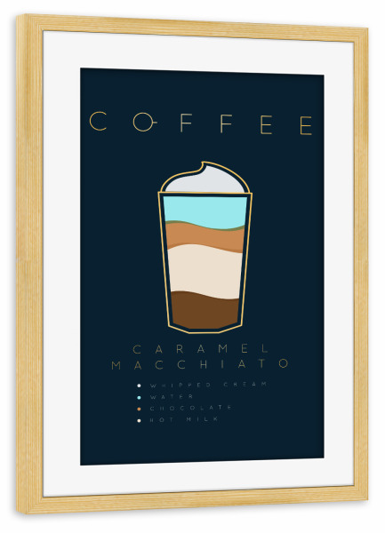 Poster mit Rahmen kiefer "Coffee caramel macchiato" artboxONE - Essen & Trinken - Coffee,Kaffe,Caramel,Macchiato