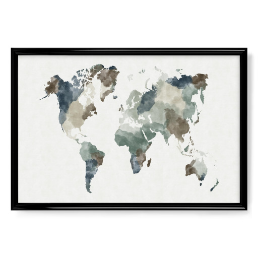 World map grey blue