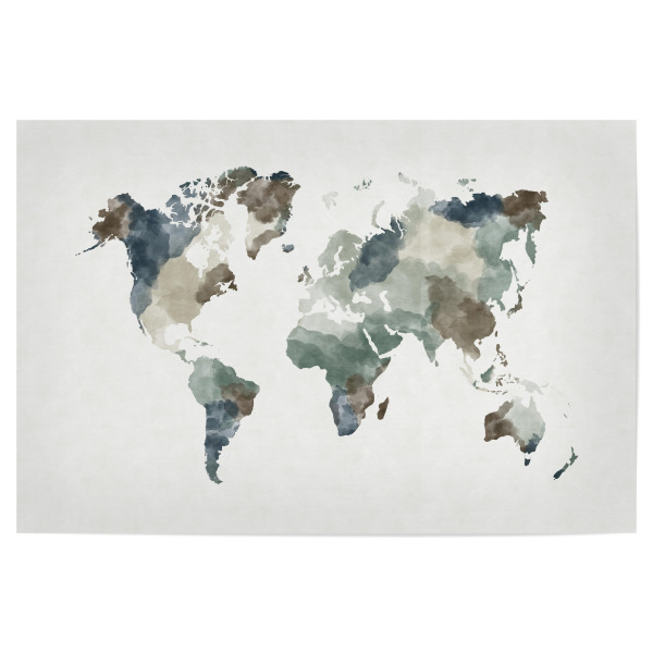 Poster "World map grey blue" artboxONE - Reise,Kartografie - Worldmap,World map,Weltkarte,Worl,Map