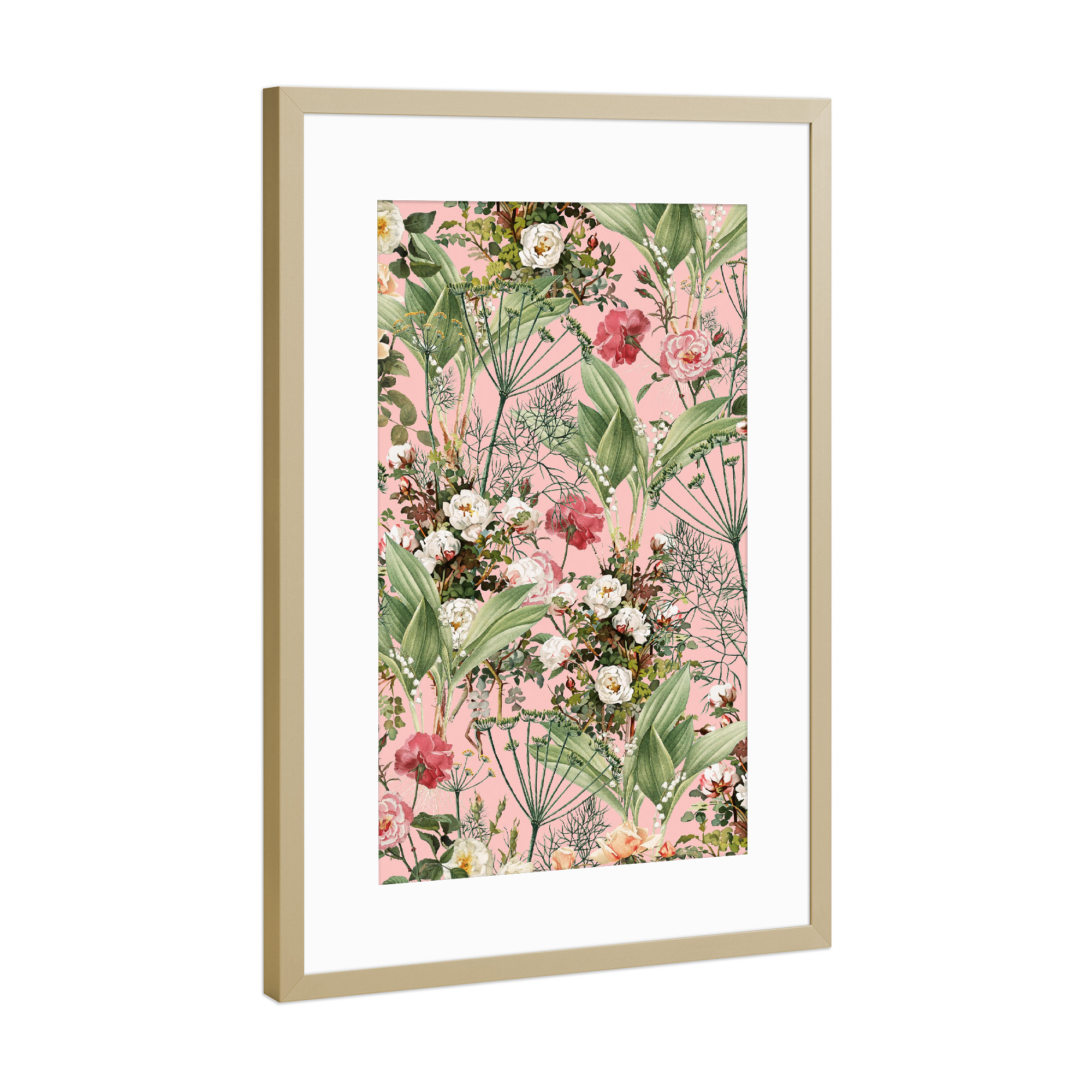 Poster mit Rahmen Gold "Botanic" artboxONE - Floral - Flower,Flowers,Blume,Blumen
