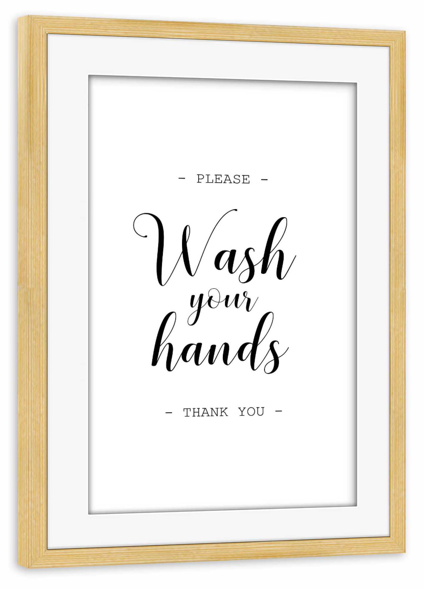Poster mit Rahmen kiefer "Wash your hands sign" artboxONE - Typografie,Schwarzweiß - Hands,Wc,Badezimmer,Bathroom