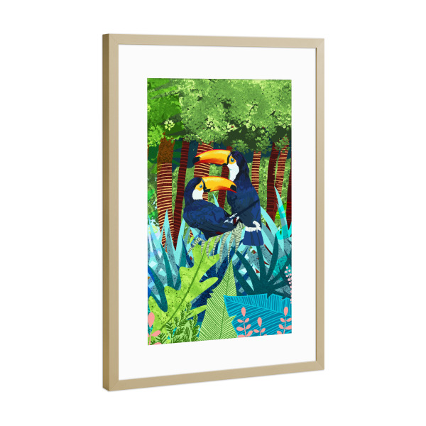 Poster mit Rahmen Gold "Tucans" artboxONE - Natur,Tiere - Dschungel,Jungle,Tucan,Tukan