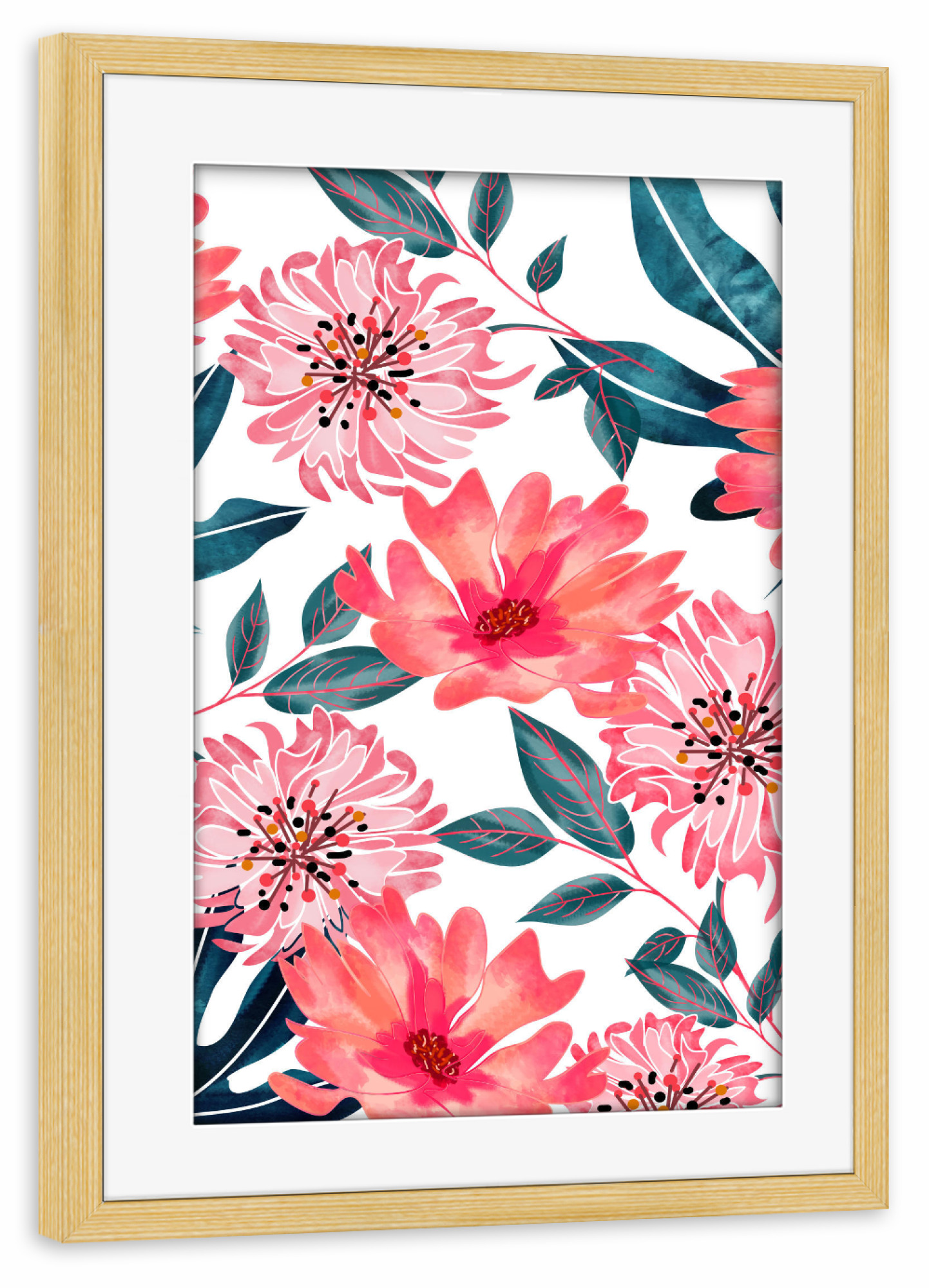 Poster mit Rahmen kiefer "Yours Florally" artboxONE - Floral - Flower,Flowers,Blume,Blumen