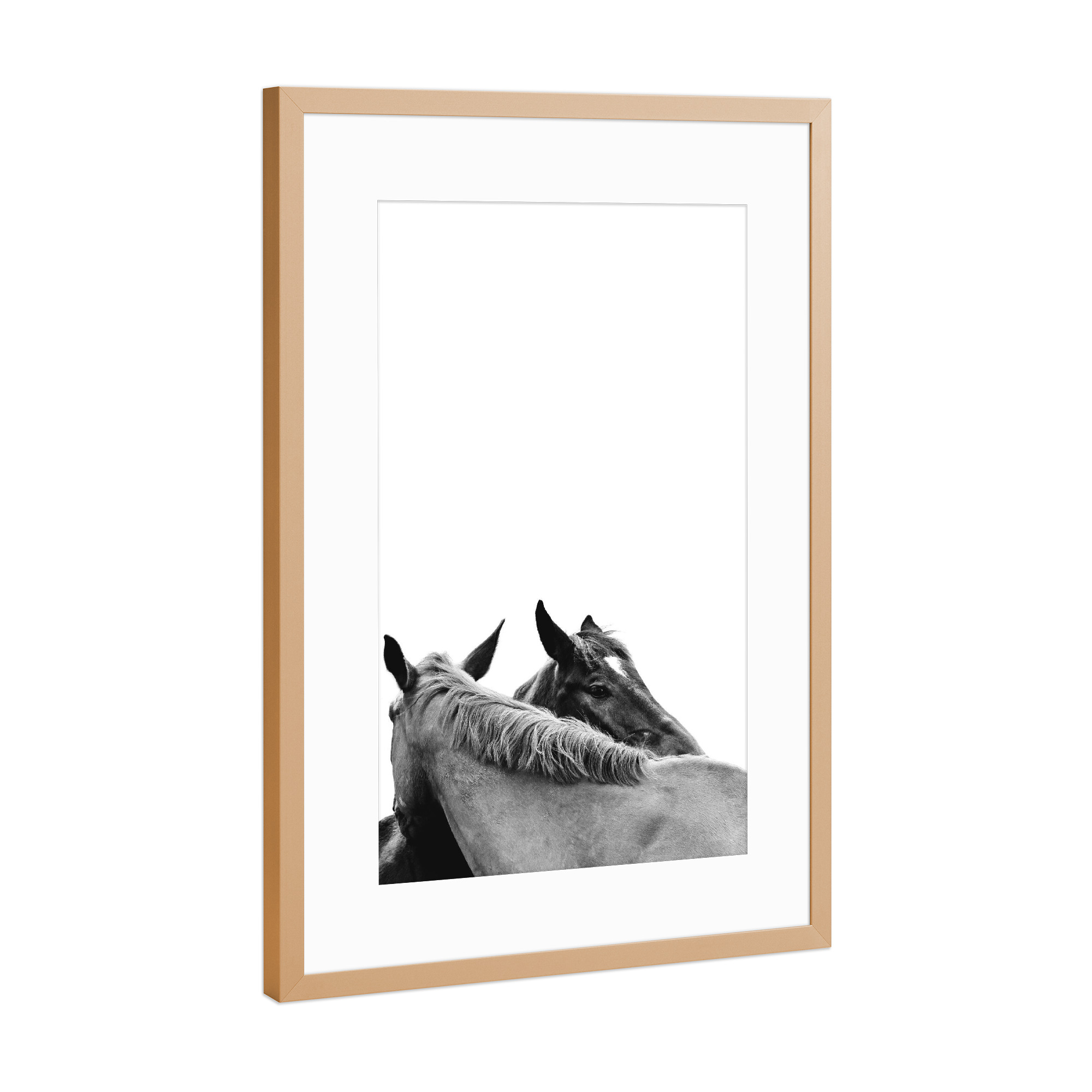 Poster mit Rahmen Kupfer "Two Horses" artboxONE - Tiere,Schwarzweiß - Horse,Pferd,Horses,Pferde
