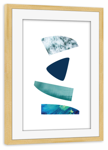 Poster mit Rahmen kiefer "Structured Blues" artboxONE - Abstrakt,Geometrie - Abstrakt,Abstract,Stein,Stone