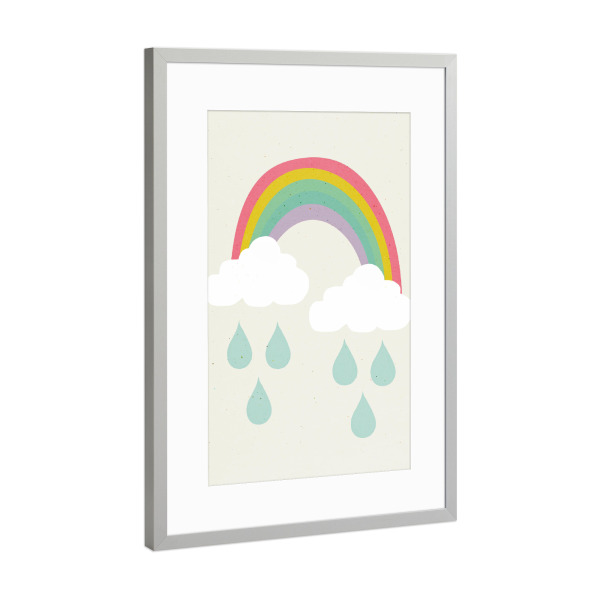 Poster mit Rahmen Silber "Happy Day" artboxONE - Für Kinder - Regenbogen,Rainbow