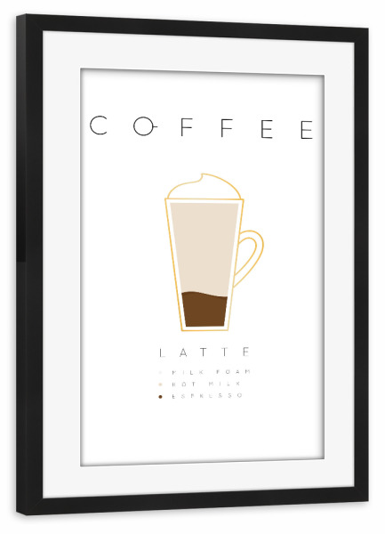 Poster mit Rahmen schwarz "Coffee latte white" artboxONE - Essen & Trinken,Fashion - Coffee,Kaffee,Latte macchiato