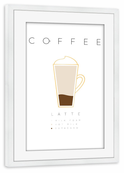 Poster mit Rahmen weiß "Coffee latte white" artboxONE - Essen & Trinken,Fashion - Coffee,Kaffee,Latte macchiato