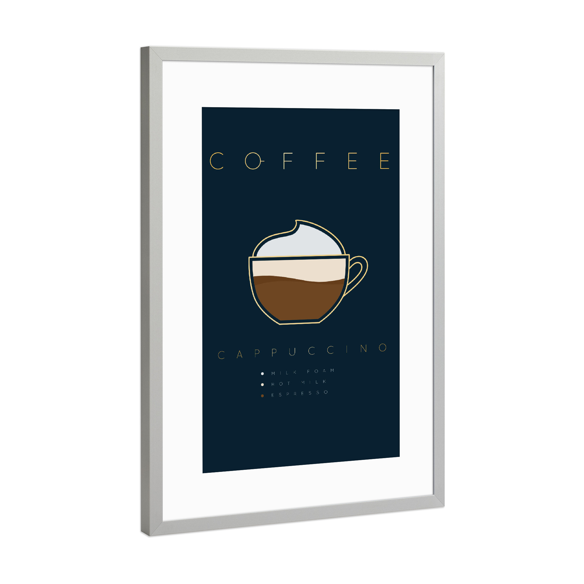Poster mit Rahmen Silber "Coffee cappuccino" artboxONE - Essen & Trinken - Coffee,Kaffee,Cappuccino