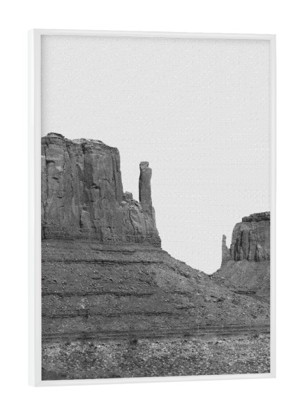 Poster mit weißem Rahmen "Mountains Valley" artboxONE - Natur,Reise,Schwarzweiß - Mountain,Berg,Desert,Wüste