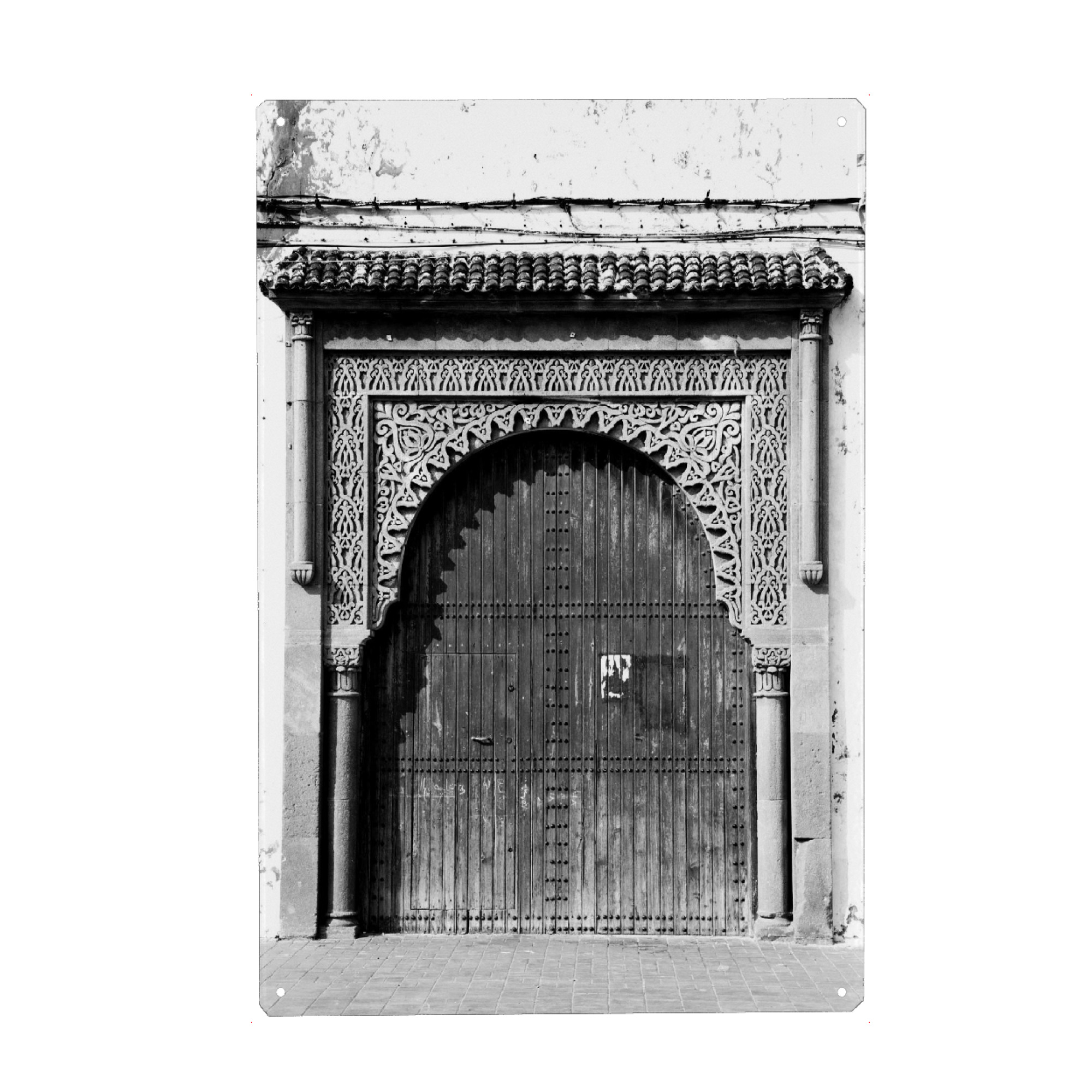 Metall Poster "Black and White Antique Arch" artboxONE - Schwarzweiß,Architektur - Arch,Door,Tür,Oriental - Blechschild