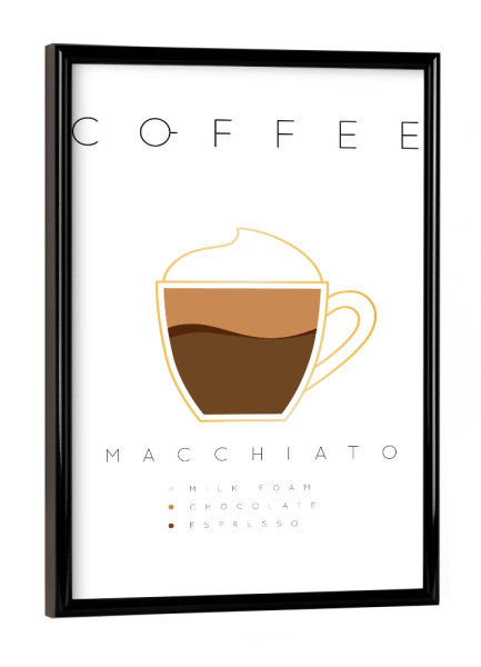 Poster mit schwarzem Rahmen "Coffee macchiato white" artboxONE - Essen & Trinken - Coffee,Kaffee,Macchiato