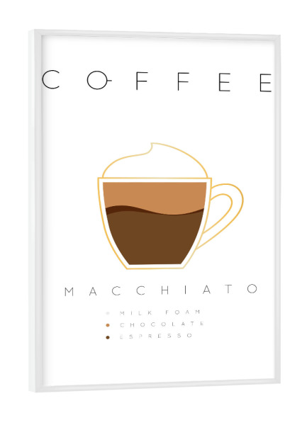 Poster mit weißem Rahmen "Coffee macchiato white" artboxONE - Essen & Trinken - Coffee,Kaffee,Macchiato