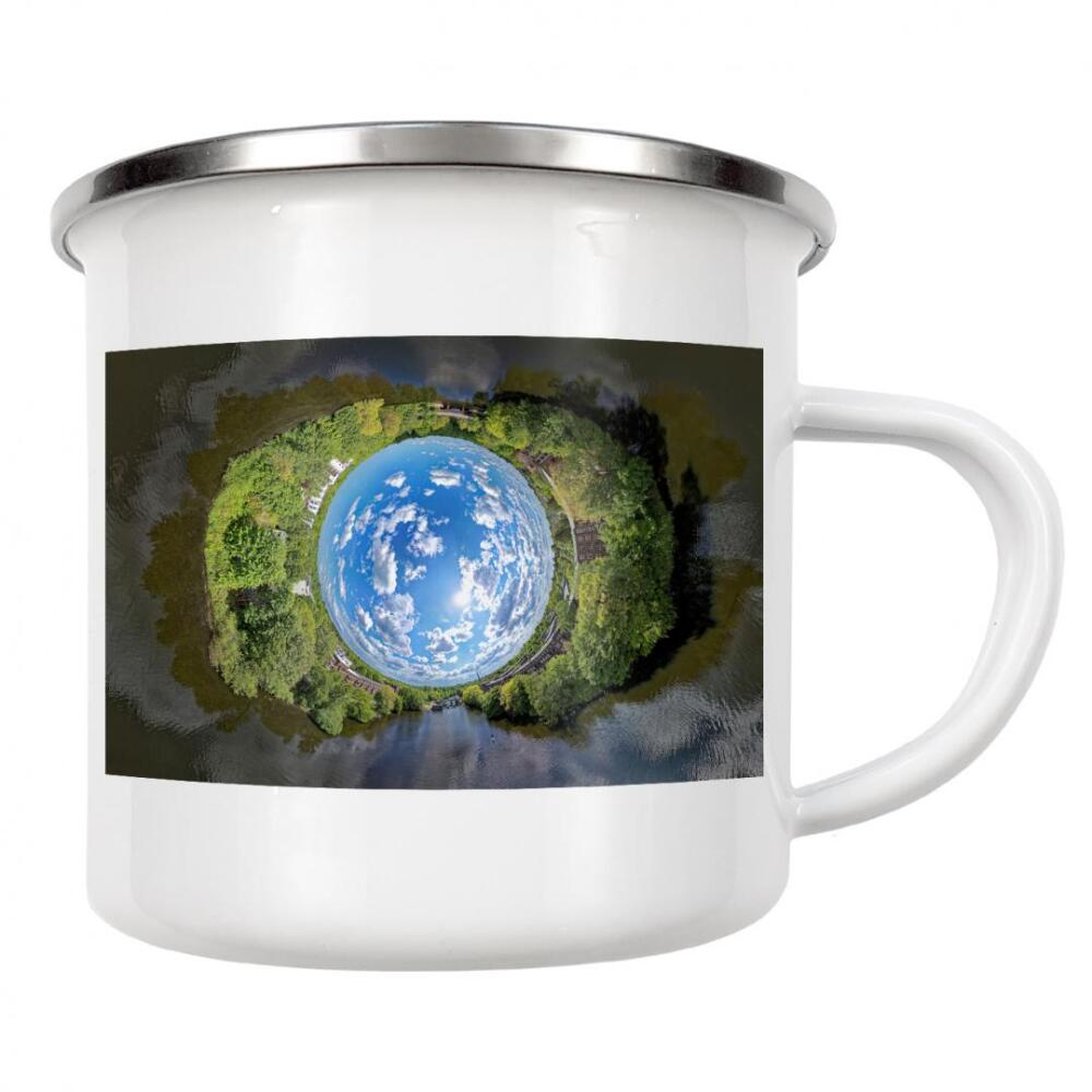 Emaille Tasse "Fuhlsbüttler-Schleuse SkyGlobe" artboxONE - Städte,Städte / Hamburg,Natur,Reise,Architektur