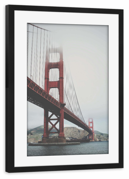 Poster mit Rahmen schwarz "Cloudy Golden Gate Bridge" artboxONE - Städte,Reise,Architektur,Städte / San Francisco - Golden gate bridge,San francisco