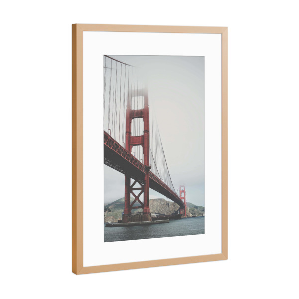 Poster mit Rahmen Kupfer "Cloudy Golden Gate Bridge" artboxONE - Städte,Reise,Architektur,Städte / San Francisco - Golden gate bridge,San francisco