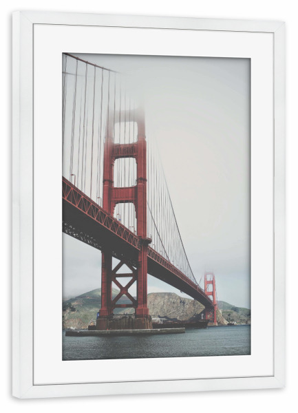 Poster mit Rahmen weiß "Cloudy Golden Gate Bridge" artboxONE - Städte,Reise,Architektur,Städte / San Francisco - Golden gate bridge,San francisco