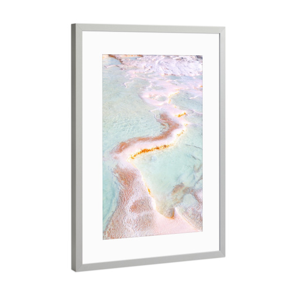 Poster mit Rahmen Silber "Teal Pink Beach and Sand" artboxONE - Natur,Reise,Reise / Strand und Meer - Beach,Strand,Sea,Ocean,Meer