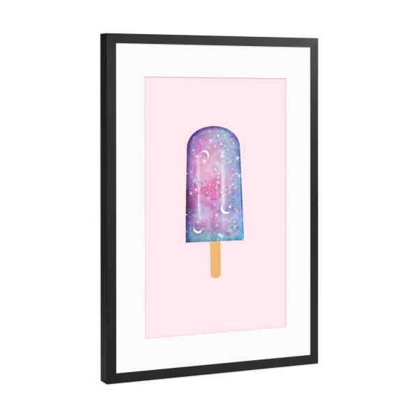 Poster mit Rahmen Schwarz (Metallic) "Space Popsicle" artboxONE - Essen & Trinken,Galaxy - Galaxy,Popsicle,Ice cream,Eis