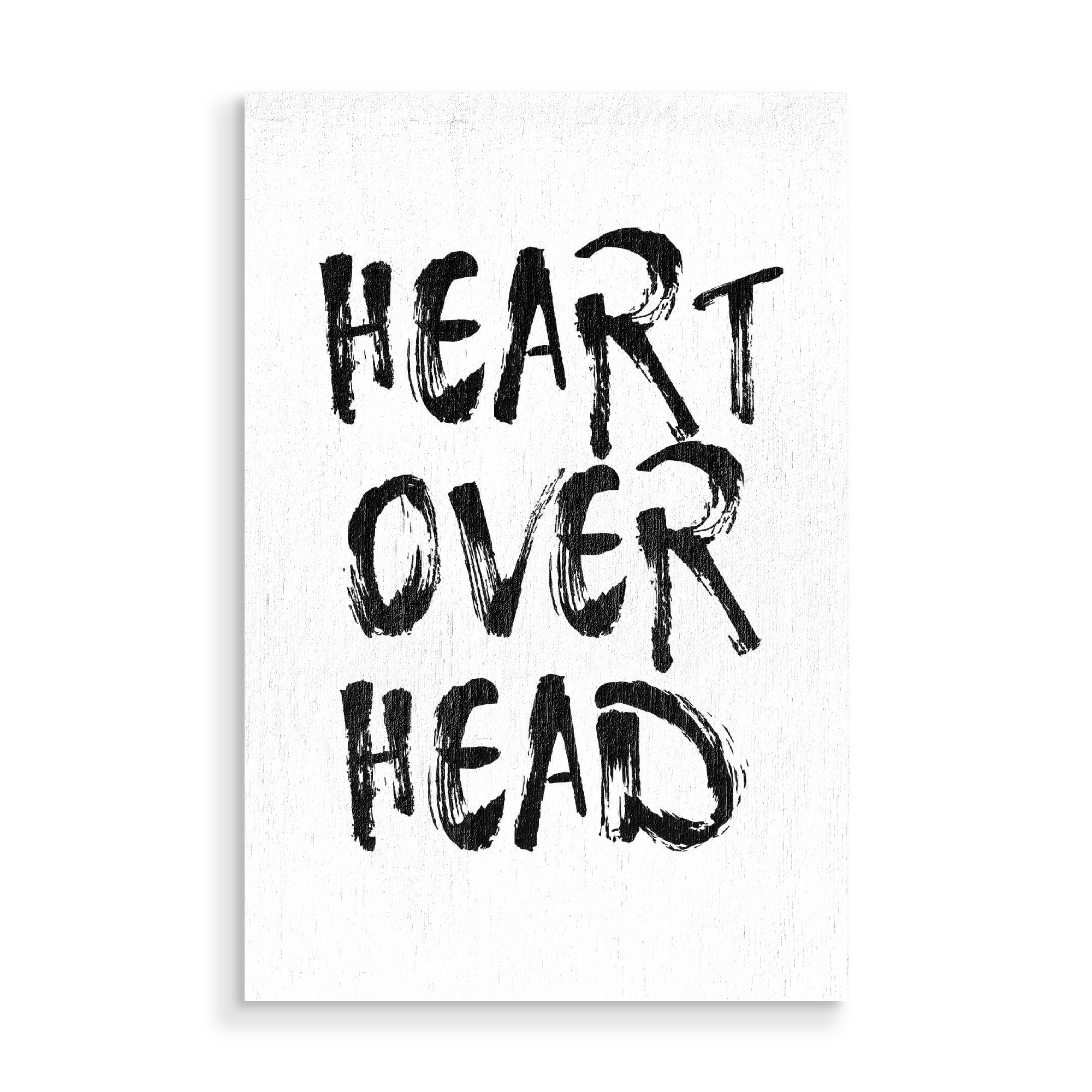 Holzbild "Heart over Head" artboxONE - Typografie,Schwarzweiß,Liebe - Heart,Head,Love