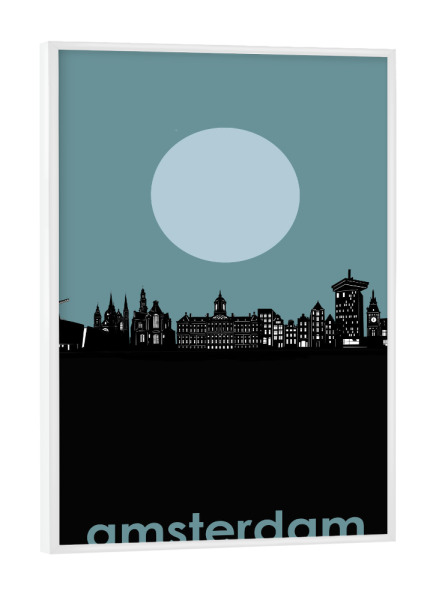 Poster mit weißem Rahmen "Amsterdam skyline minimalism" artboxONE - Städte / Amsterdam - Amsterdam,Amsterdam city skyline