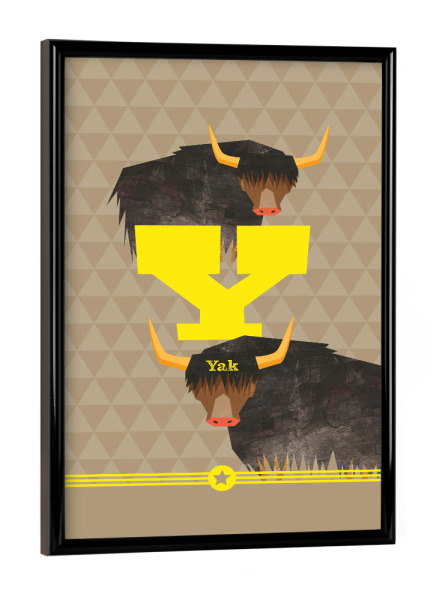 Poster mit schwarzem Rahmen "Y wie Yak" artboxONE - Für Kinder,Buchstaben,Buchstaben / Y