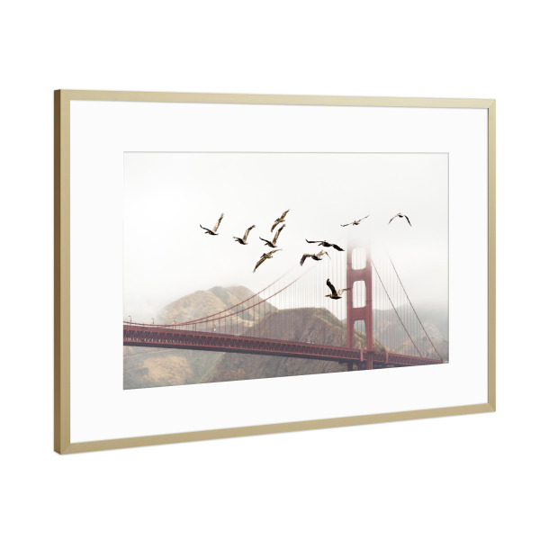 Poster mit Rahmen Gold "Golden Gate Bridge San Francisco" artboxONE - Städte / San Francisco - Golden gate bridge