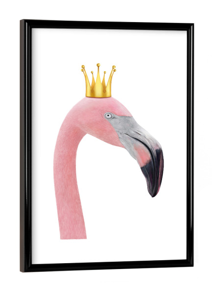 Poster mit schwarzem Rahmen "Queen flamingo" artboxONE - Tiere - Flamingo,Royal,Queen,Pink flamingo,Crown