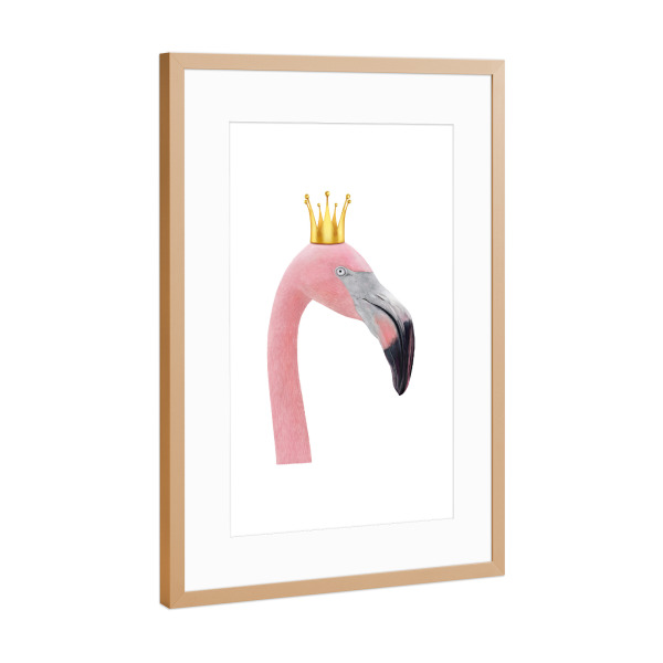 Poster mit Rahmen Kupfer "Queen flamingo" artboxONE - Tiere - Flamingo,Royal,Queen,Pink flamingo,Crown