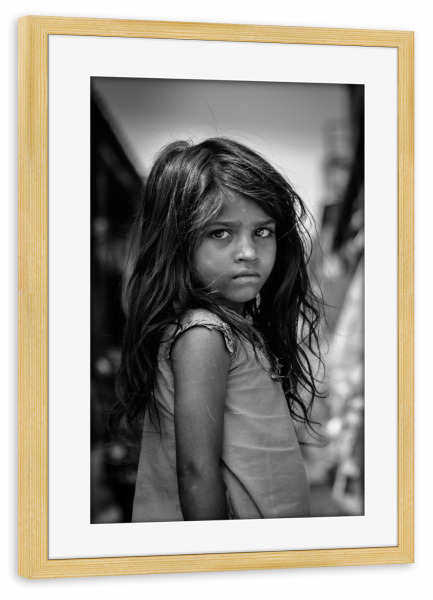 Poster mit Rahmen kiefer "Child Portrait" artboxONE - Menschen,Schwarzweiß - Child,Kid
