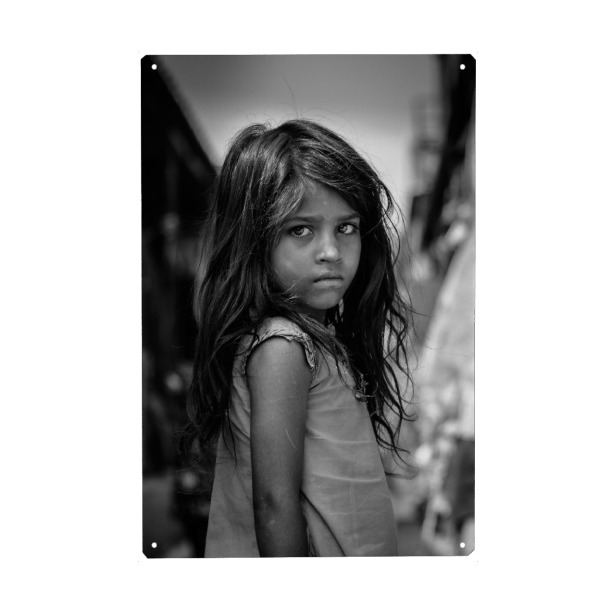 Metall Poster "Child Portrait" artboxONE - Menschen,Schwarzweiß - Child,Kid - Blechschild