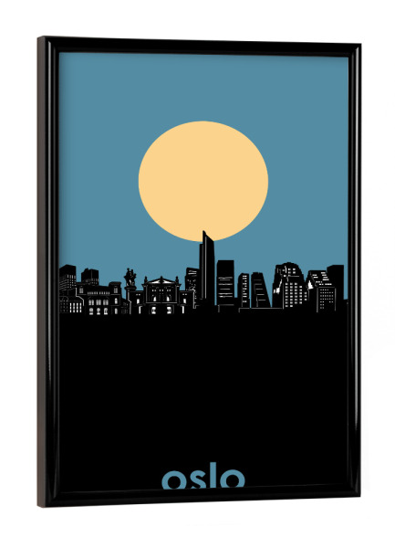 Poster mit schwarzem Rahmen "Oslo skyline minimalism" artboxONE - Städte,Städte / Weitere - Oslo,Skyline,Norway,Norwegen