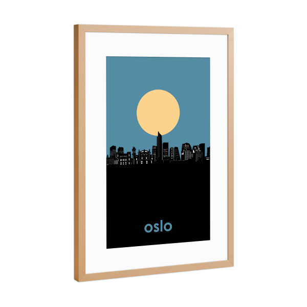 Poster mit Rahmen Kupfer "Oslo skyline minimalism" artboxONE - Städte,Städte / Weitere - Oslo,Skyline,Norway,Norwegen
