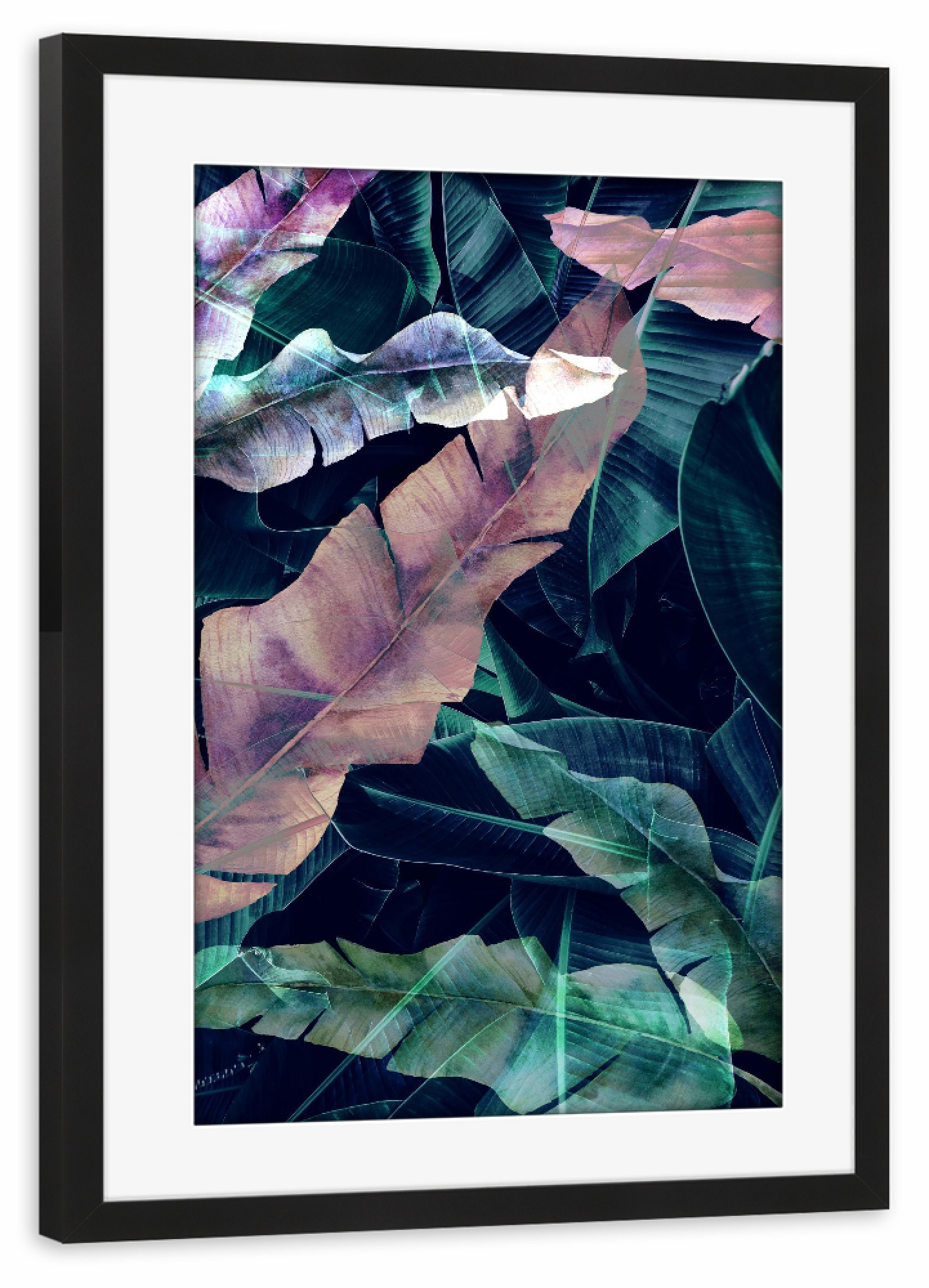 Poster mit Rahmen schwarz "Banana Leaves Art" artboxONE - Natur,Abstrakt - Banana leaves,Leaf,Leaves,Blatt,Blätter
