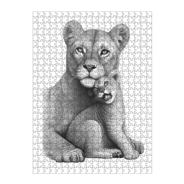 artboxONE Puzzle "Lioness with a baby" artboxONE - Tiere,Schwarzweiß,Liebe,Für Mama - Lion,Lioness,Mother,Love,Löwe - Bild lion
