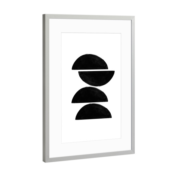 Poster mit Rahmen Silber "Minimalist Watercolor Artwork" artboxONE - Abstrakt,Schwarzweiß,Geometrie - Abstract,Shape